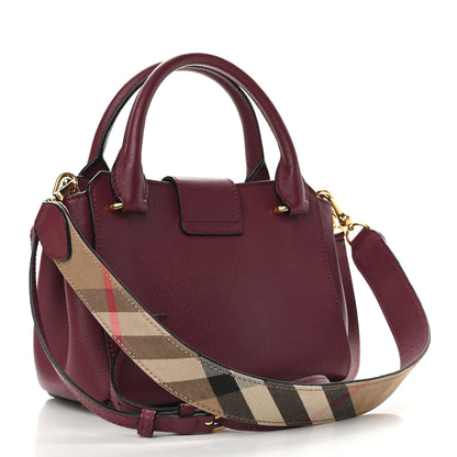 Burberry Soft Grain Calfskin Small Buckle Tote Dark Plum 4 of 33