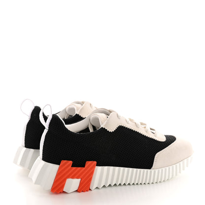 Hermes Air Mesh Suede Goatskin Bouncing Sneakers 39.5 Black Orange 4 of 11