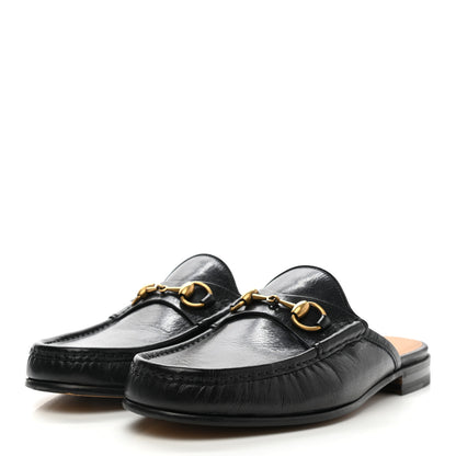 Gucci Goatskin Mens Horsebit Slippers 8.5 Black 3 of 13