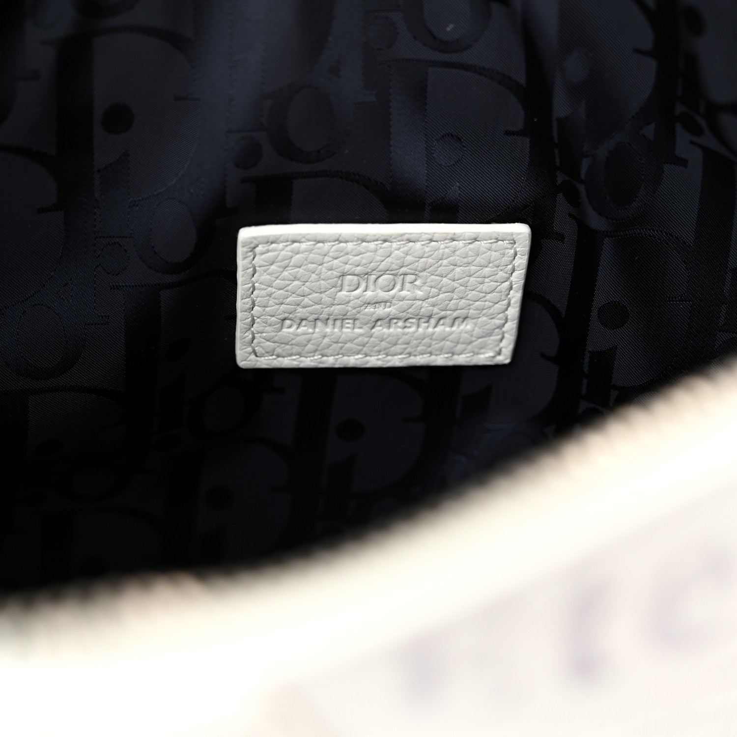 Christian Dior X DANIEL ARSHAM Grained Calfskin Newspaper Print Saddle Bag White 6 of 12