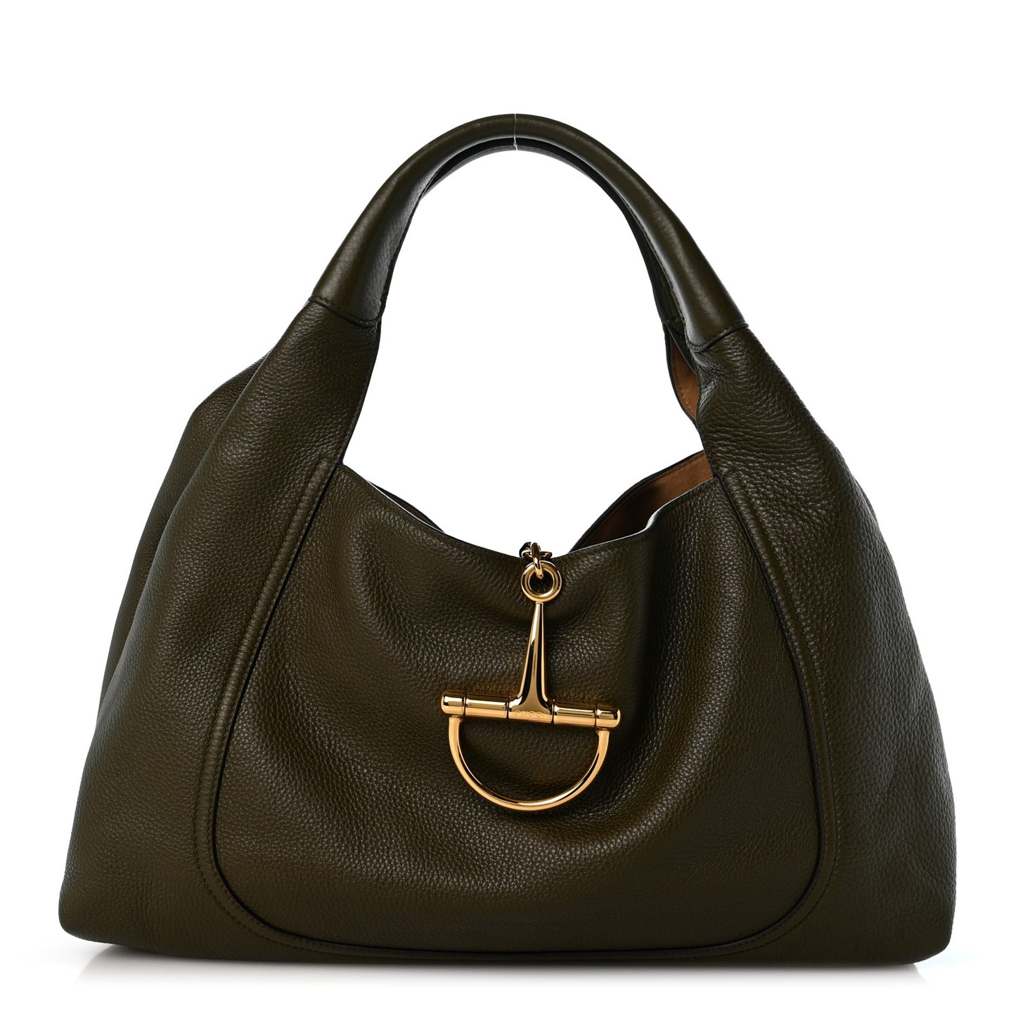 Grained Calfskin Softbit Maxi Shoulder Bag Forest Green