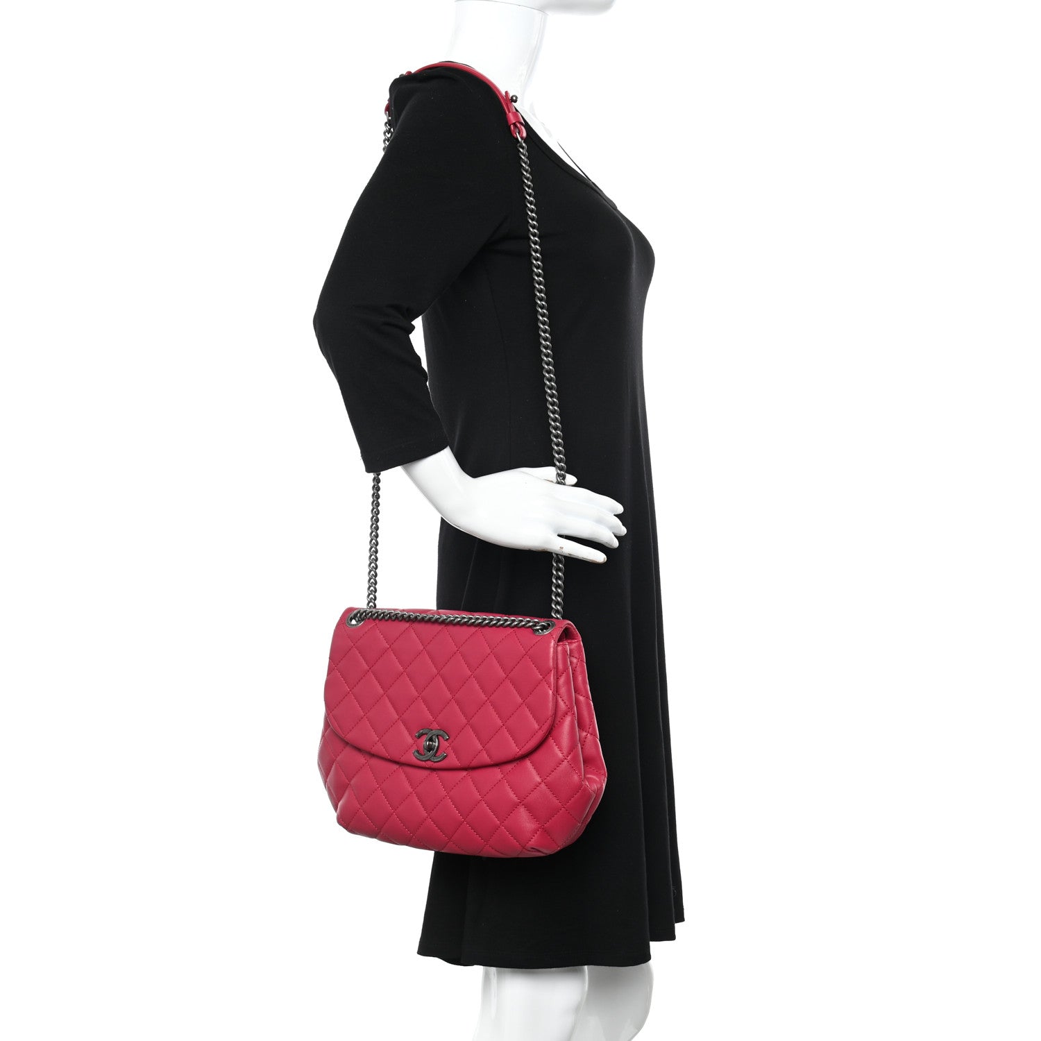 Chanel Lambskin Quilted Large Daily Supple Flap Dark Pink 2 of 10