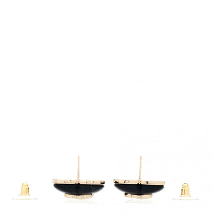 Chanel Lambskin CC Heart Earrings Black Gold 3 of 5