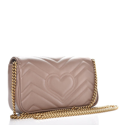 Gucci Calfskin Matelasse Super Mini GG Marmont Shoulder Bag Porcelain Rose 3 of 8