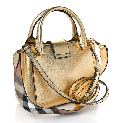 Burberry Metallic Soft Grain Calfskin Small Buckle Tote Gold 3 of 8