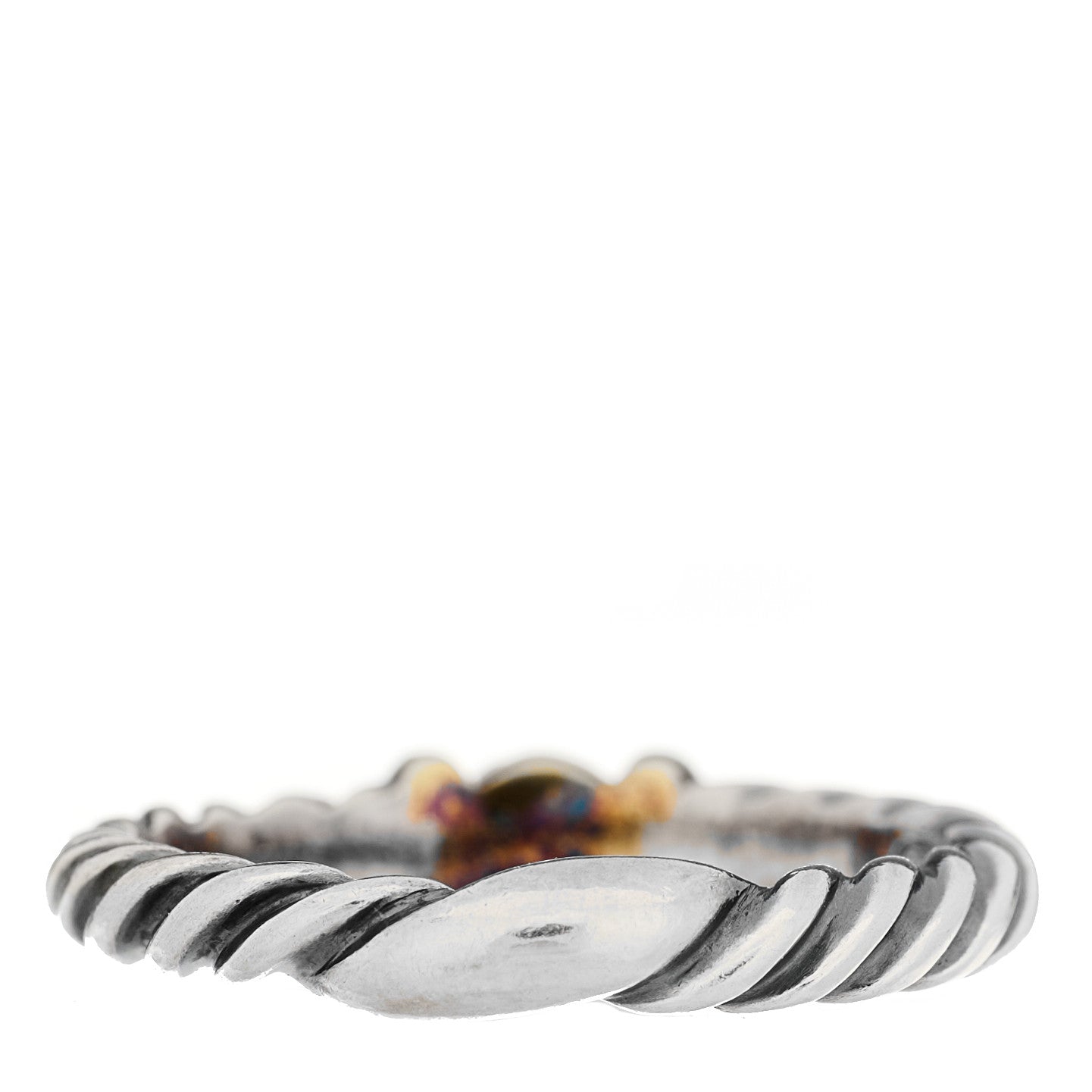 Sterling Silver 14K Yellow Gold Pearl Metro Cable Ring 52 6