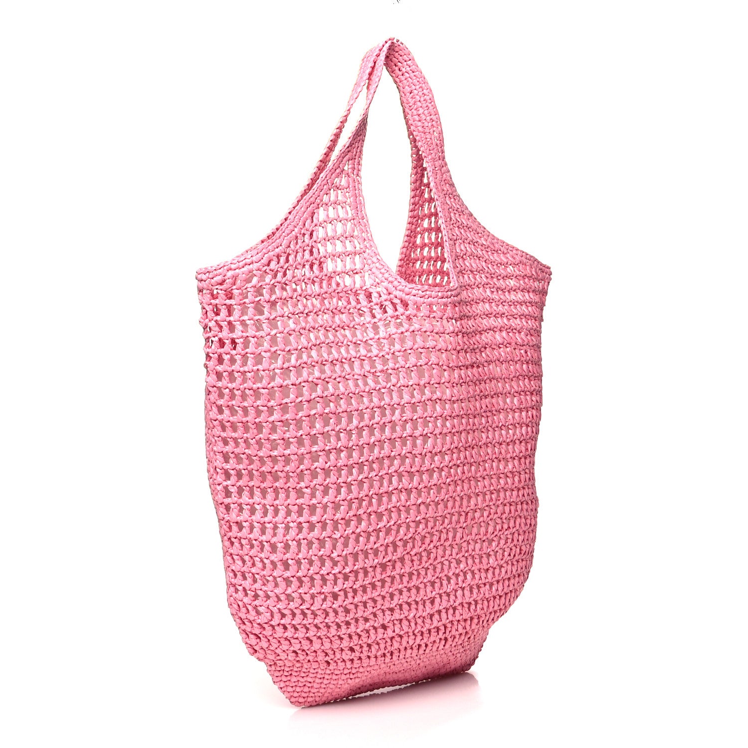 Prada Yarn Raffia Effect Crochet Logo Embroidered Shopping Tote Bag Petalo 3 of 9