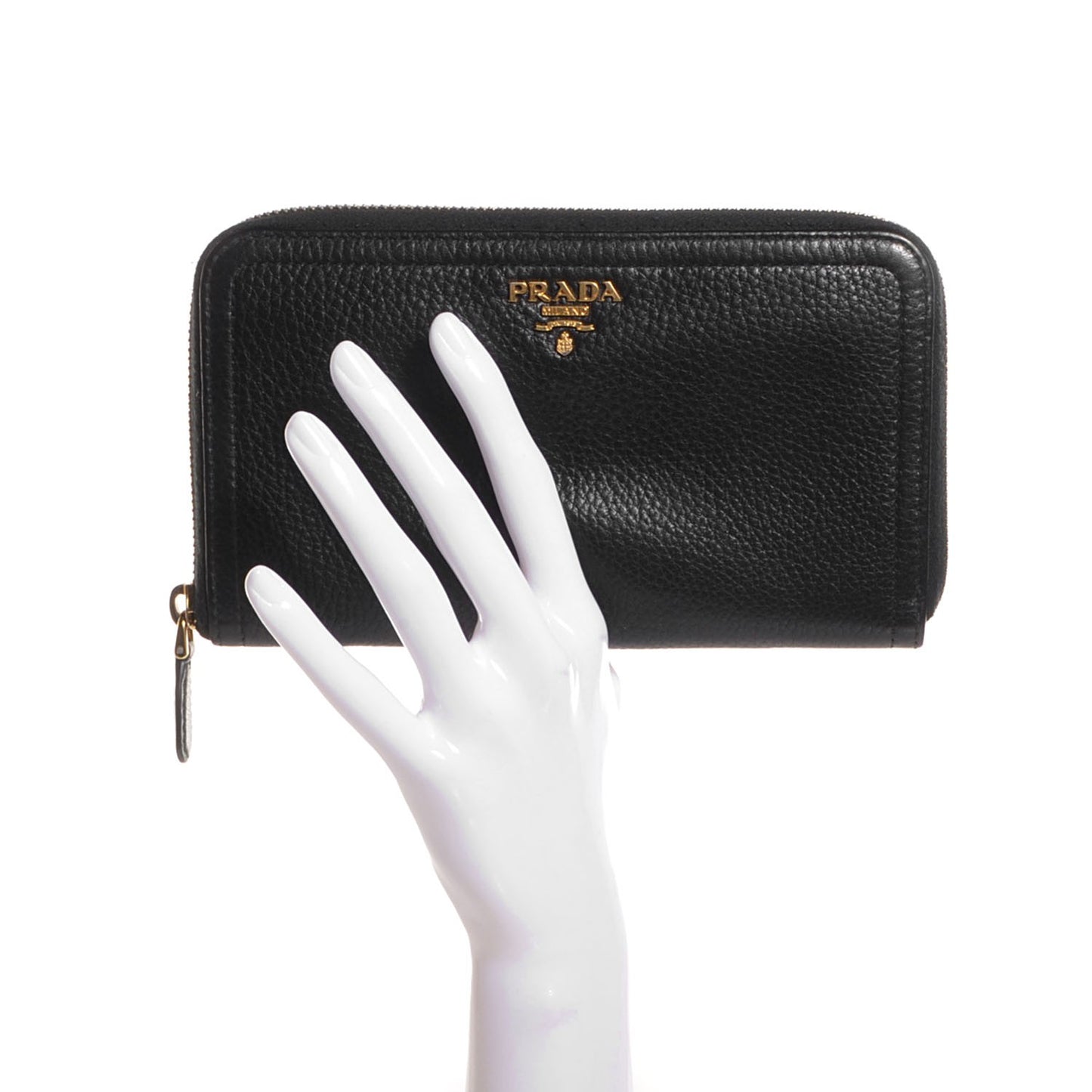 Vitello Daino Zip Around Wallet Nero Black