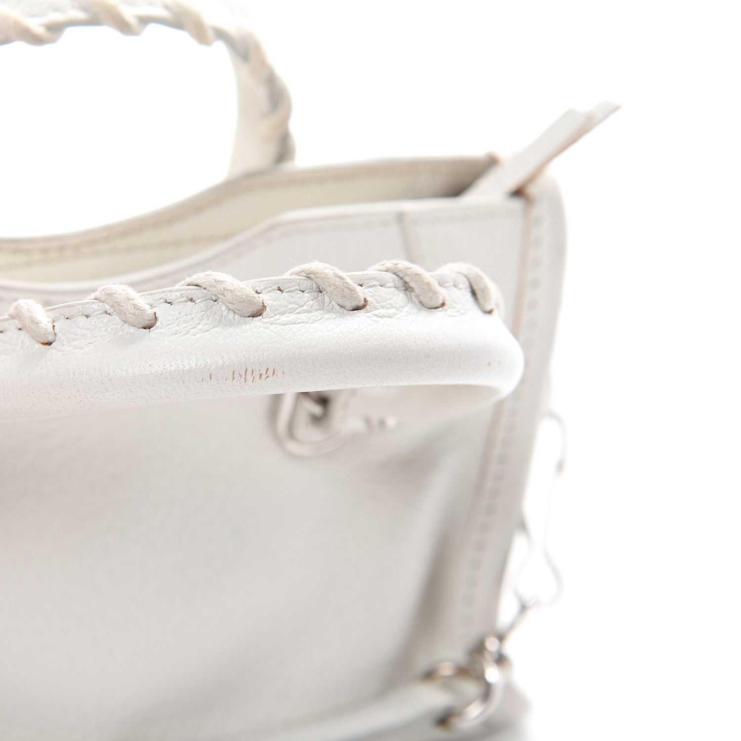 Balenciaga Chevre Silver Metallic Edge Hardware Nano City White 15 of 17