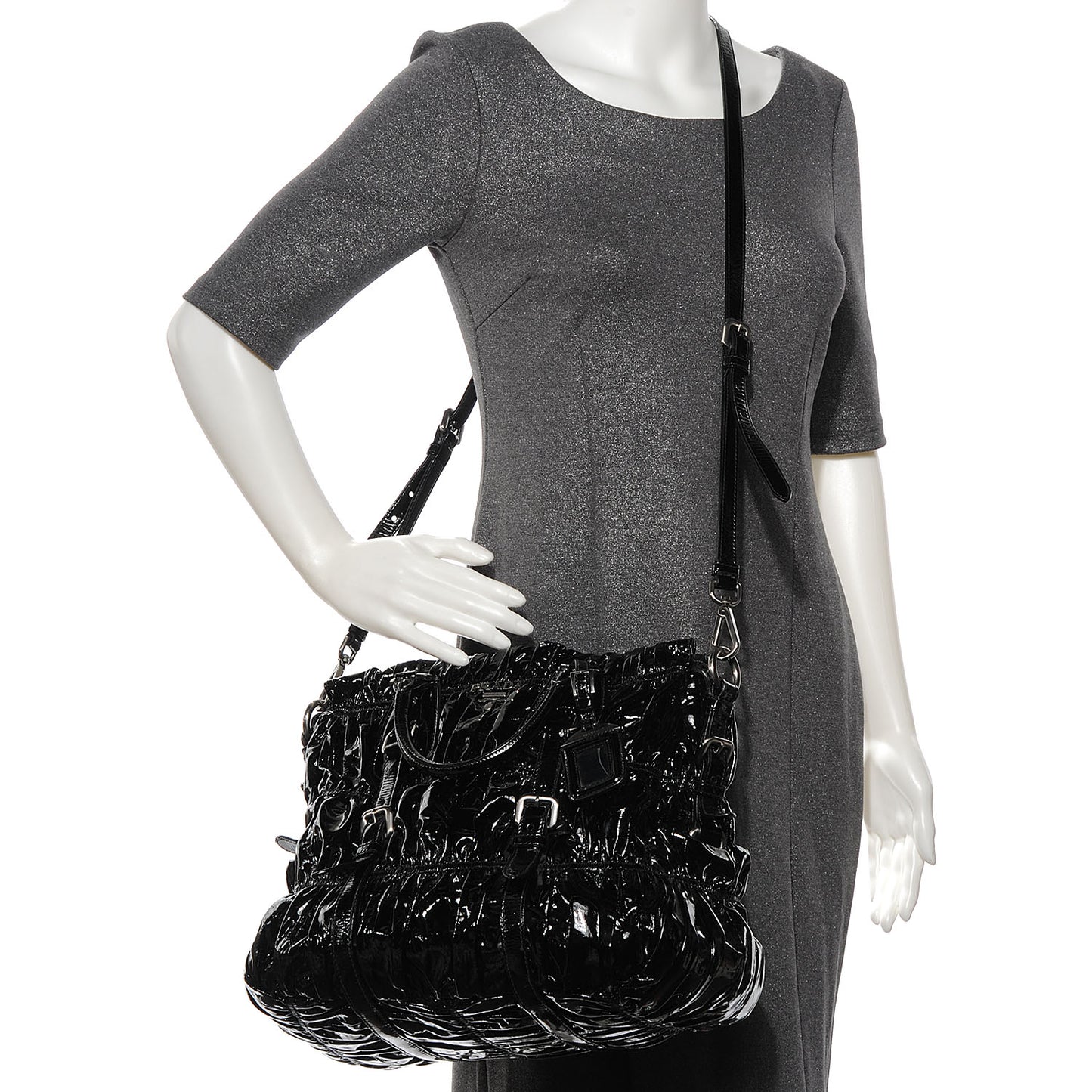 Vernice Gaufre Tote Black