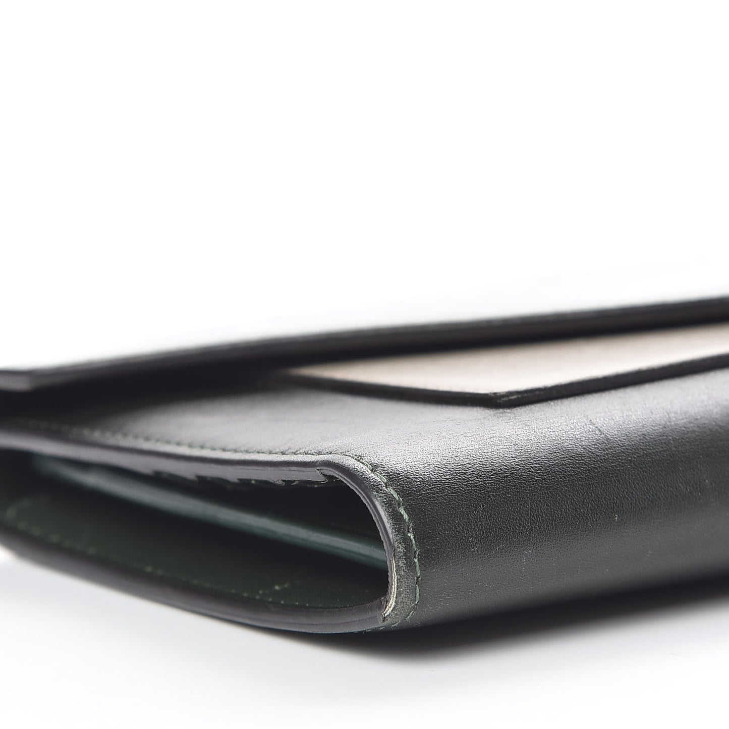 Smooth Calfskin Pocket Tri-Fold Multifunction Envelope Flap Wallet Jade