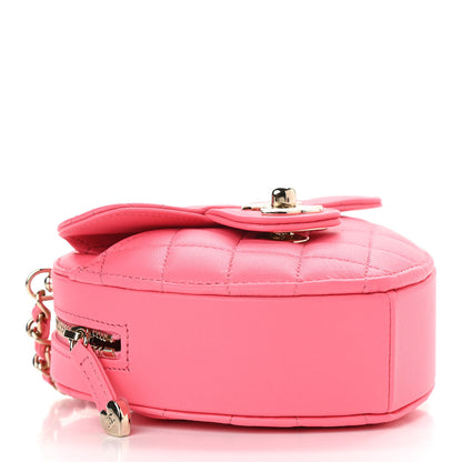 Chanel Lambskin Quilted CC In Love Heart Clutch With Chain Pink 4 of 11