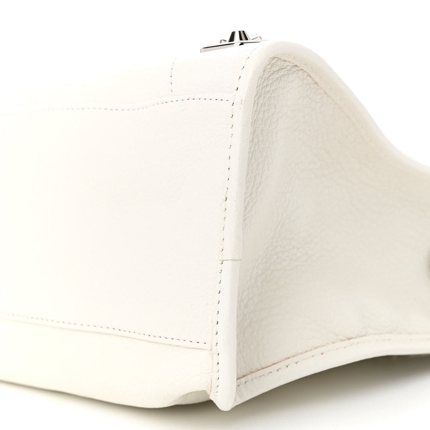 Chevre Silver Metallic Edge Hardware City White