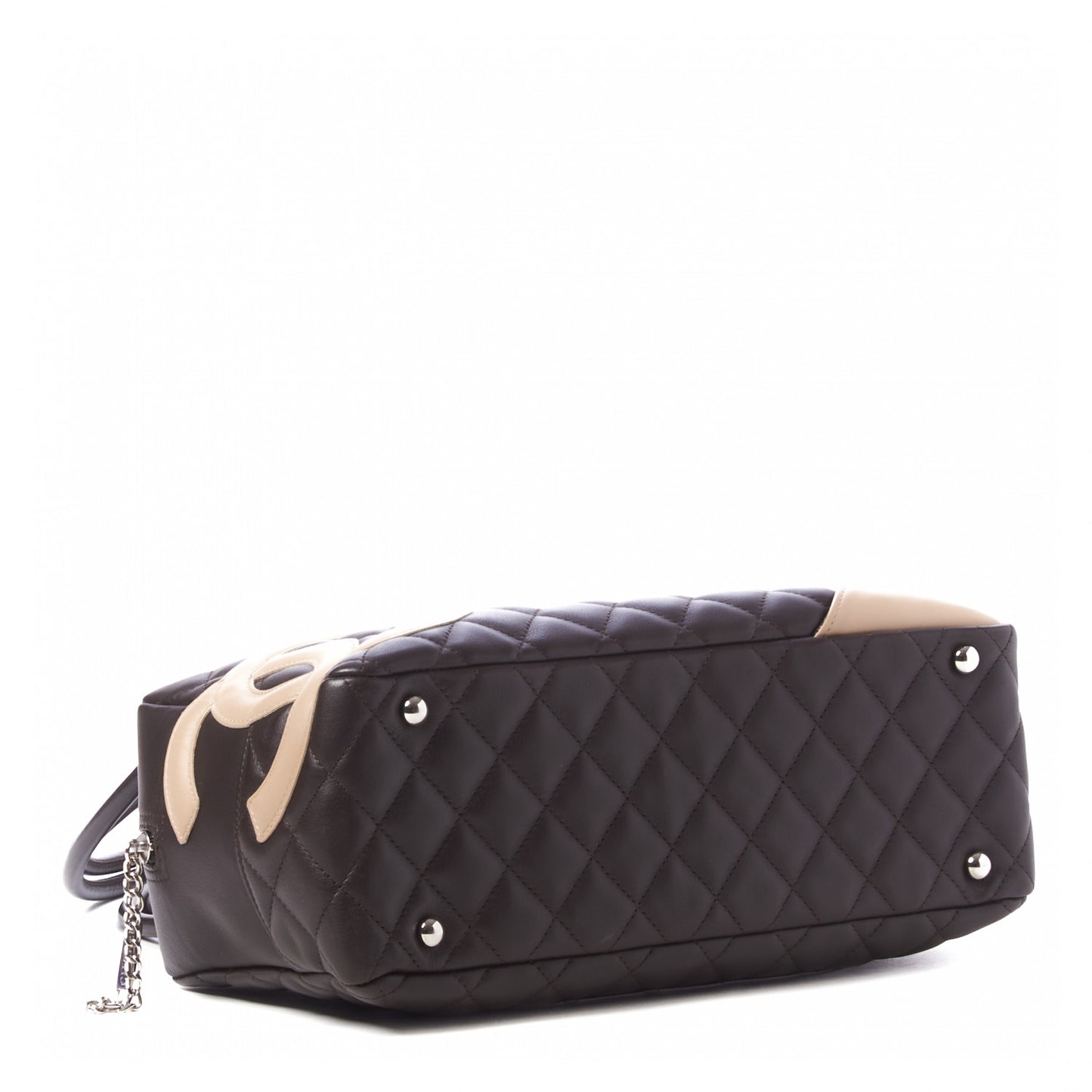 Calfskin Quilted Cambon Large Bowler Brown Beige