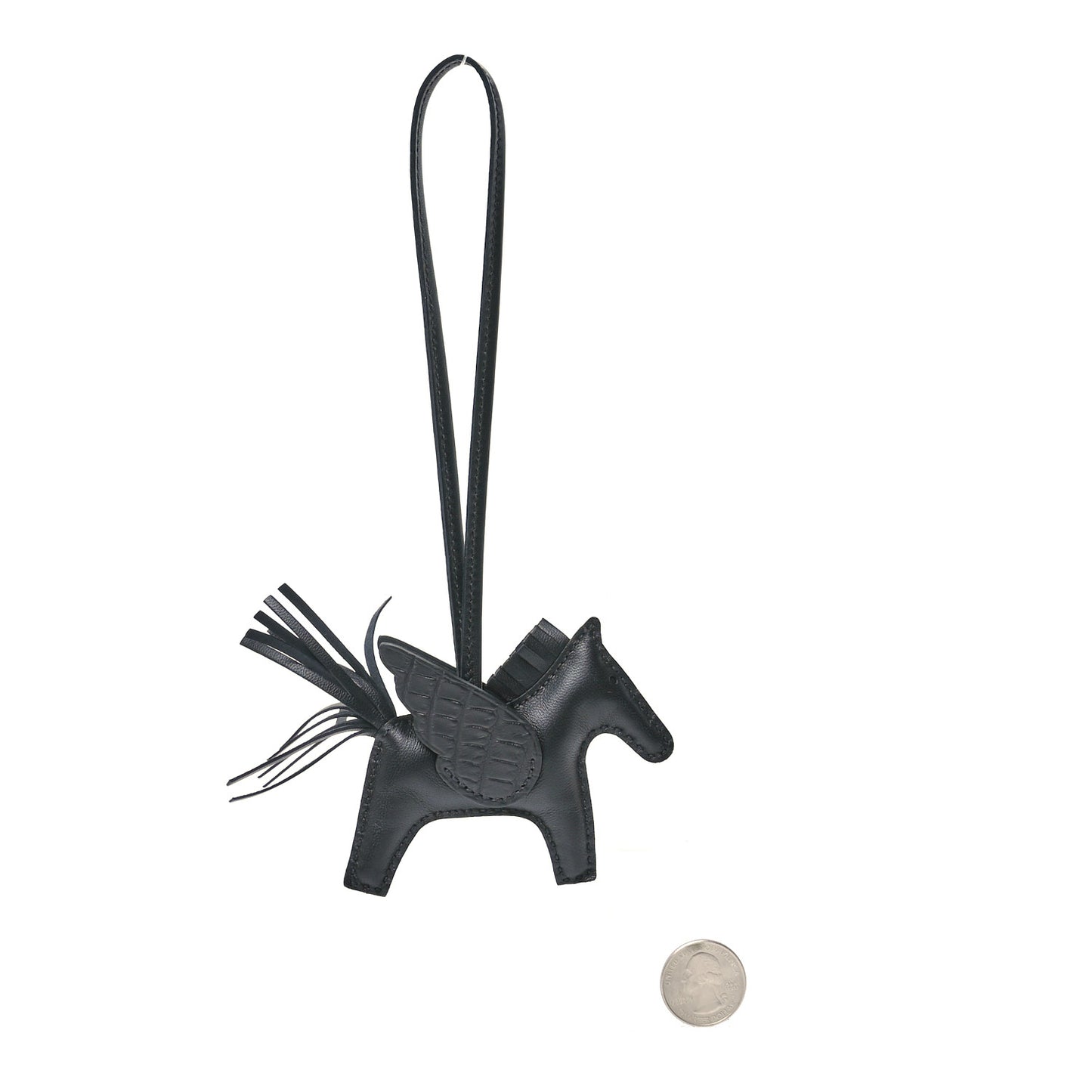 Milo Lambskin Matte Alligator Touch Grigri Rodeo Pegase Horse Bag Charm PM Black