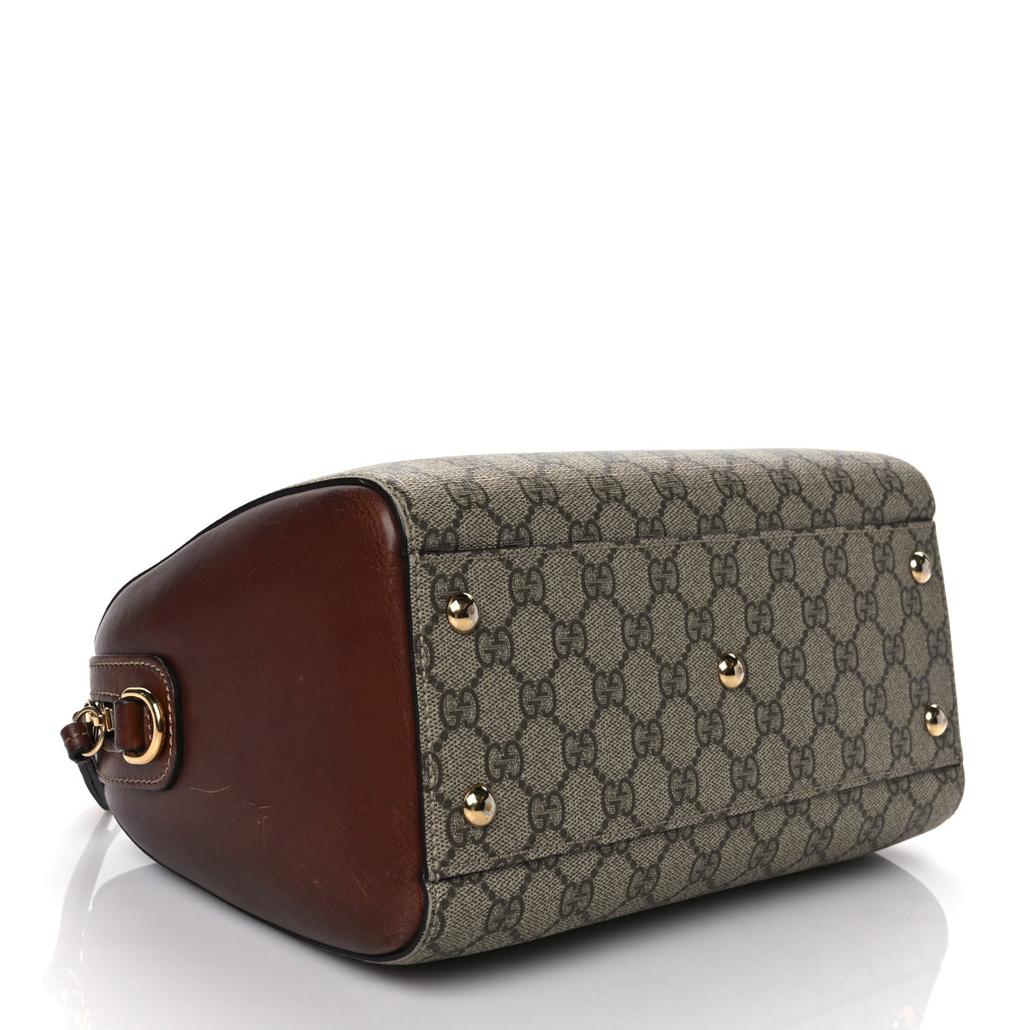 GG Supreme Monogram Cuoio Toscano Small Boston Beige Ebony Cuir