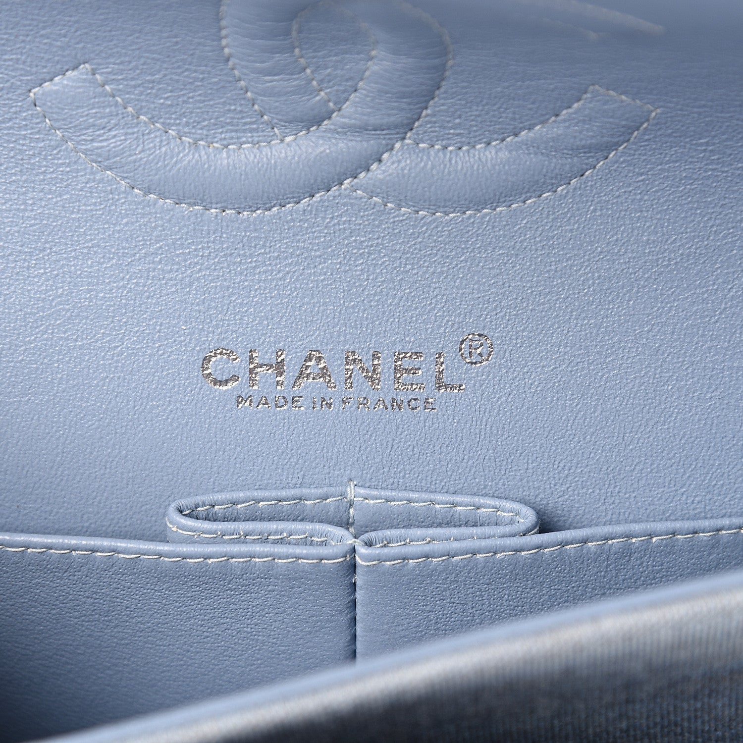 Chanel Jersey Quilted Medium Double Flap Light Blue 5 of 10