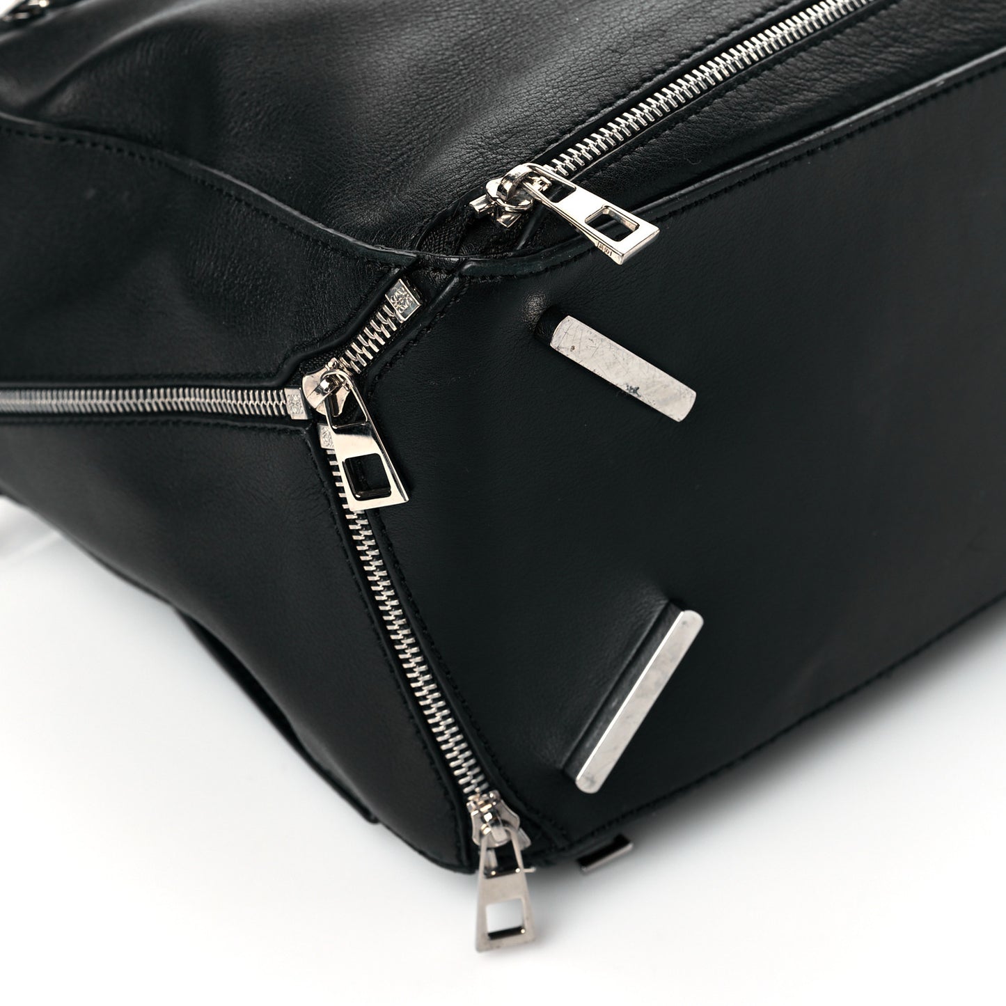 Calfskin Zipper Puzzle Bag Black