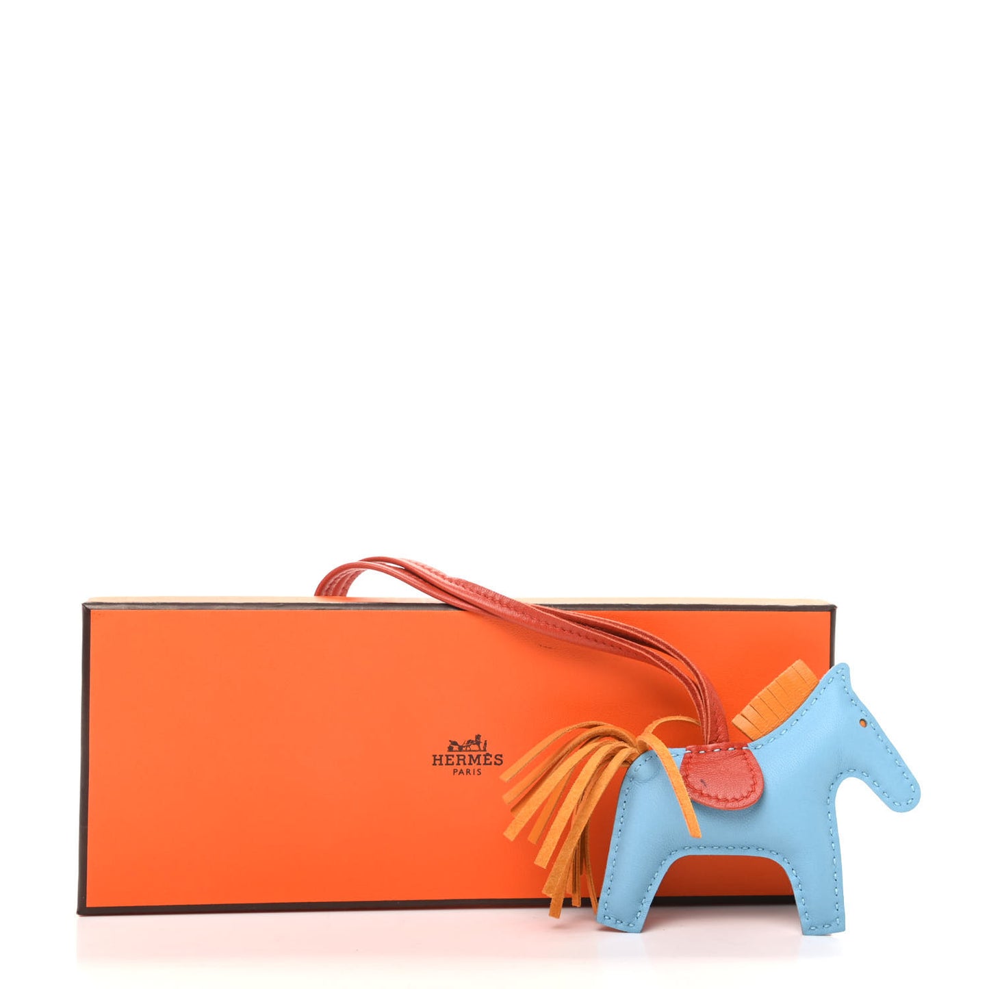 Milo Lambskin Grigri Rodeo Horse Bag Charm PM Celeste Naturel Bouton D'Or Cornaline