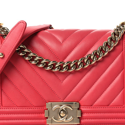 Chanel Calfskin Chevron Quilted Medium Boy Flap Pink 8 of 16