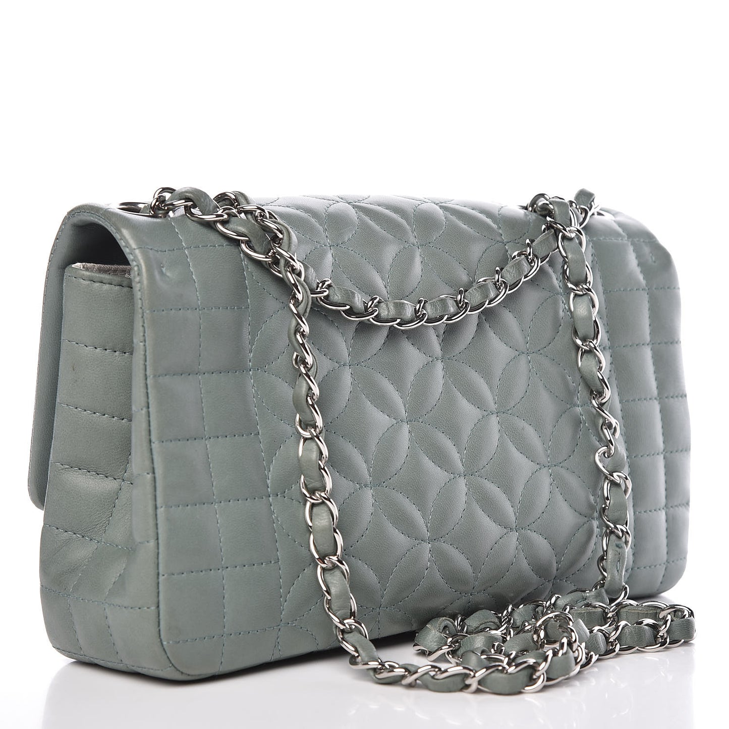 Lambskin Quilted Lady Graphic Flap Green