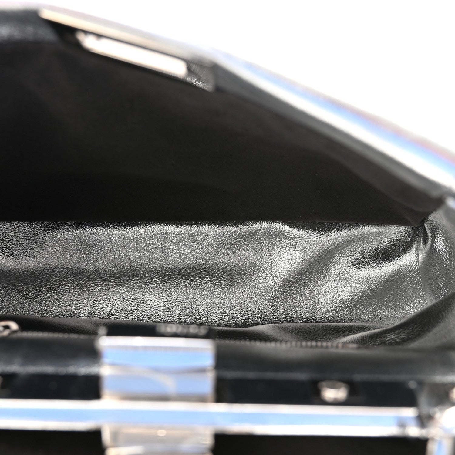 Fendi Vitello Catalan Mirror Mini Peekaboo Iconic Satchel Argento 5 of 9