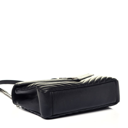 Saint Laurent Sheepskin Matelasse Chevron Monogram Large College Satchel Black 4 of 9