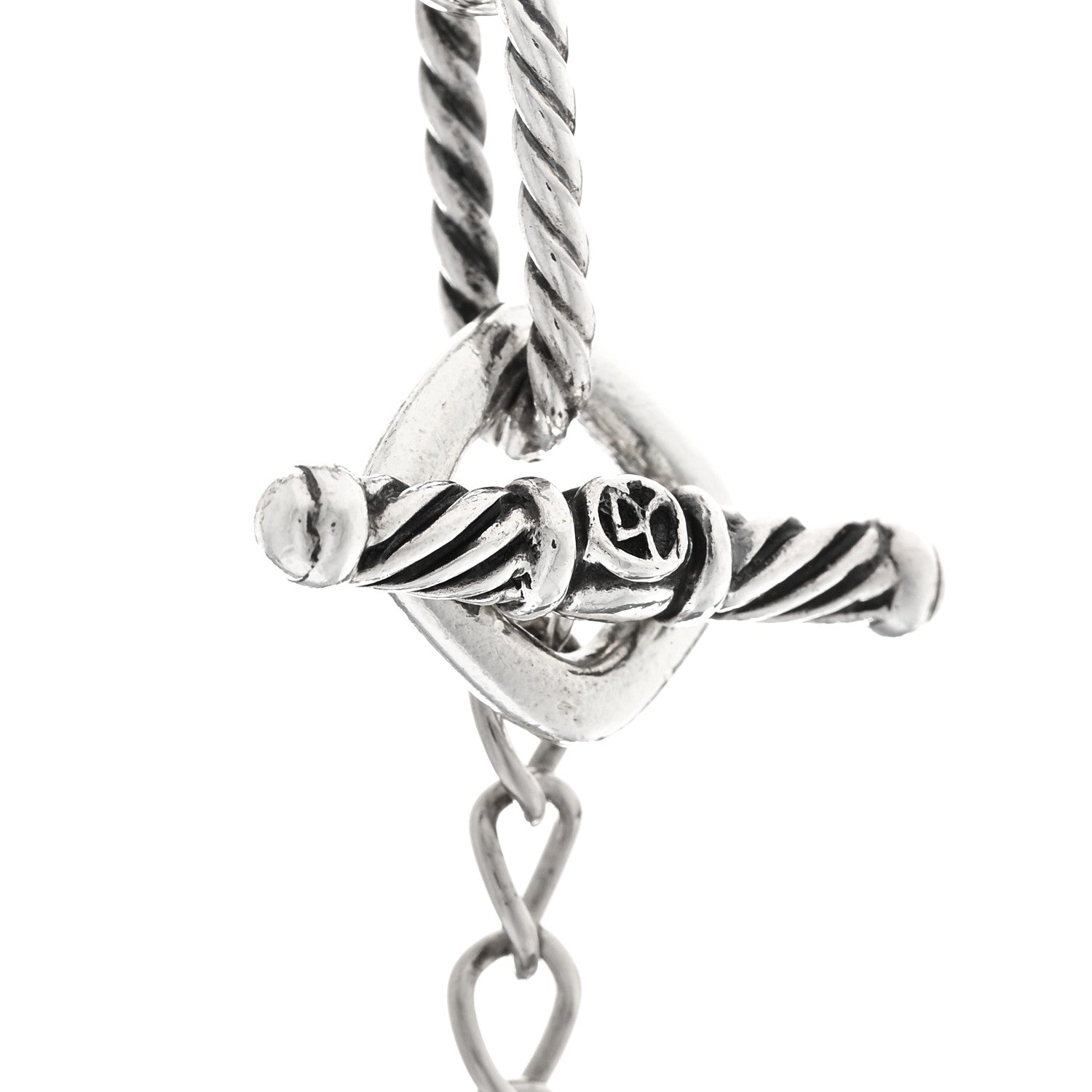 David Yurman Sterling Silver 18K Yellow Gold Cable Heart Figaro Necklace 4 of 5