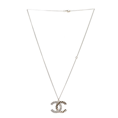 Chanel Baguette Crystal Quilted CC Pendant Necklace Gold 3 of 6