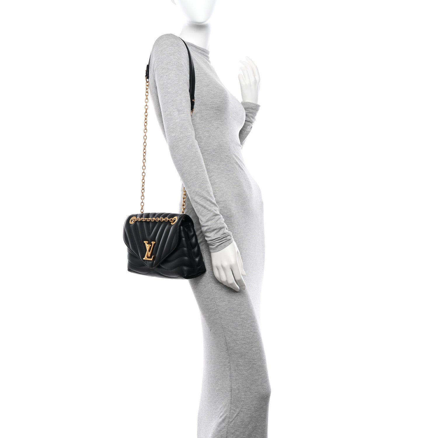 Louis Vuitton Calfskin LV New Wave Chain Bag Black 2 of 10