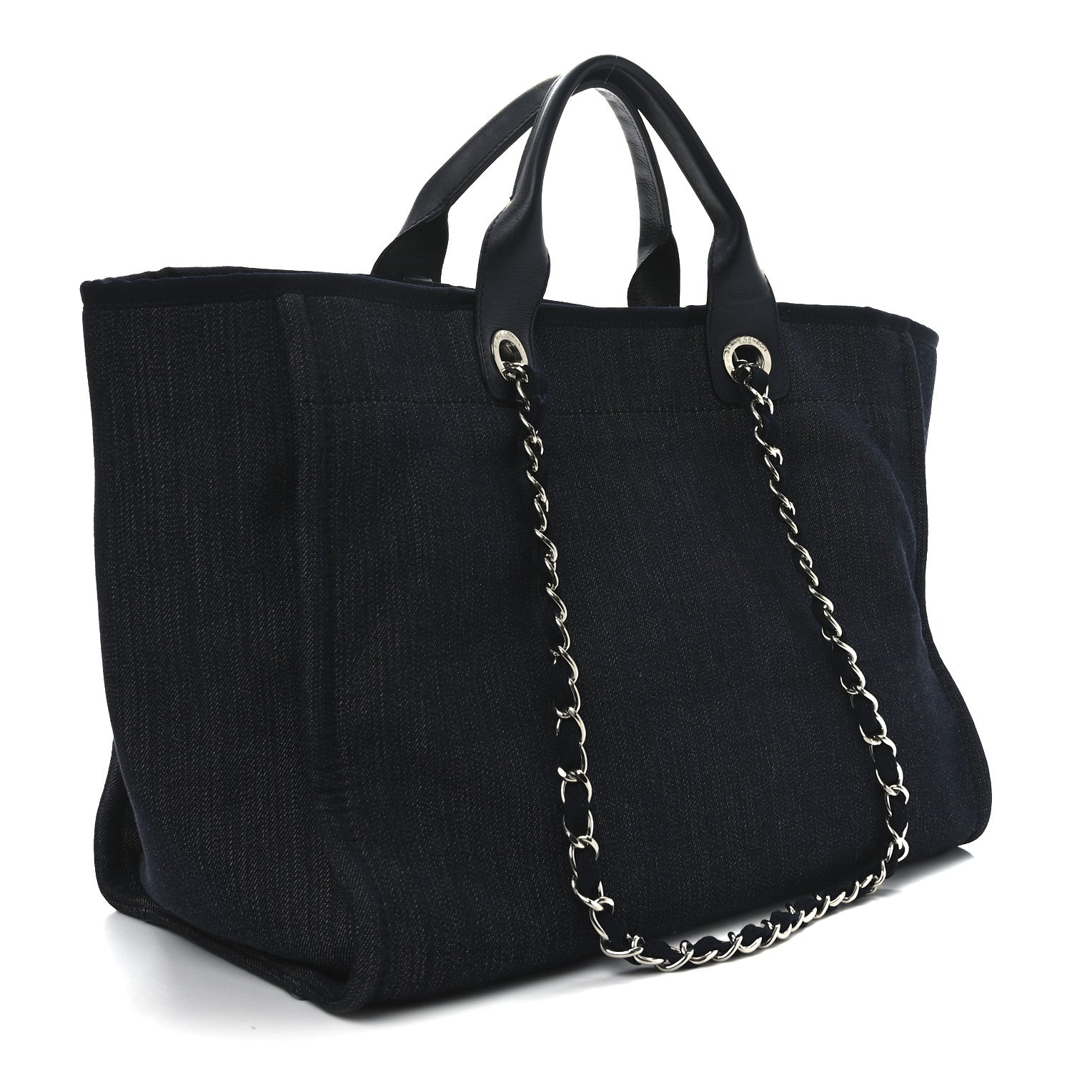 Chanel Denim Large Deauville Tote Dark Blue 3 of 10