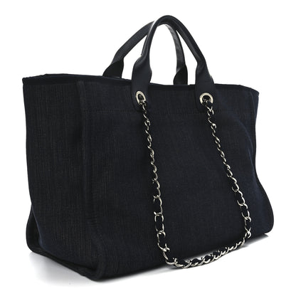 Chanel Denim Large Deauville Tote Dark Blue 3 of 10