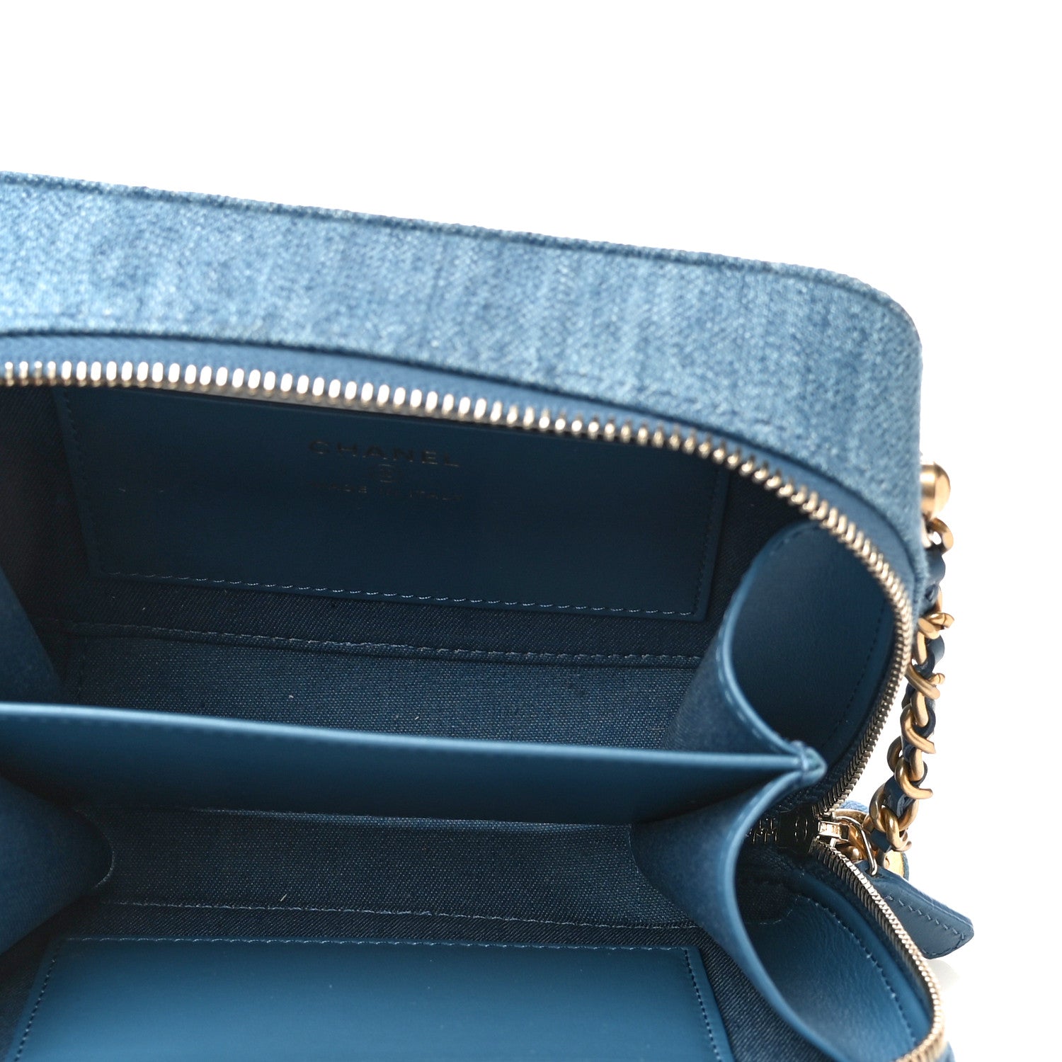 Chanel Denim Quilted CC Pearl Crush Camera Case Blue 5 of 11