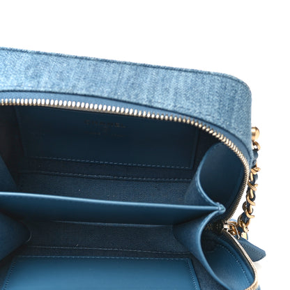Chanel Denim Quilted CC Pearl Crush Camera Case Blue 5 of 11