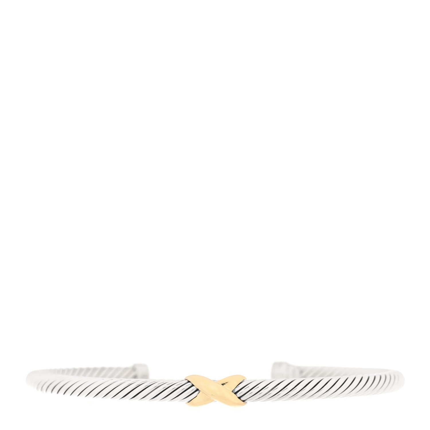 David Yurman Sterling Silver 18K Yellow Gold 4mm X Station Cable Bracelet 1 of 3