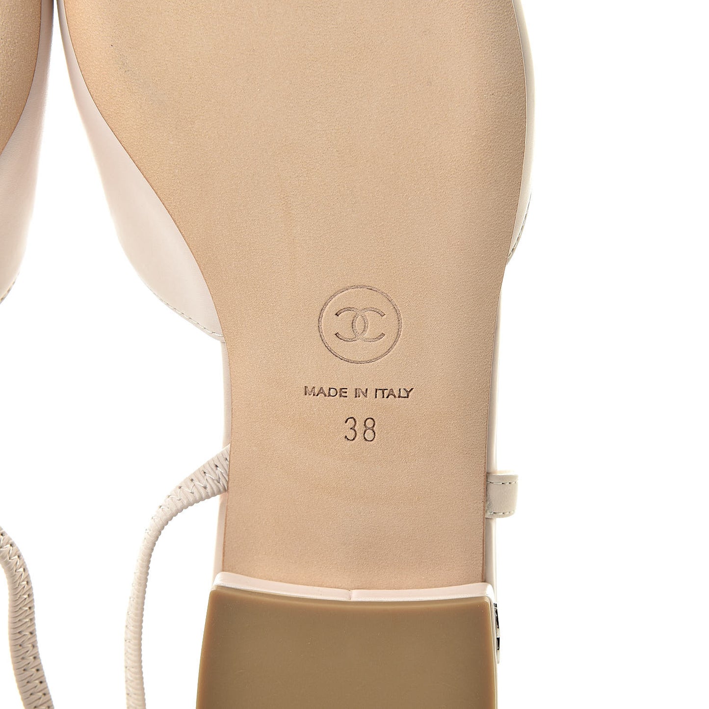 Lambskin Cap Toe CC Slingback Sandals 38 Ivory