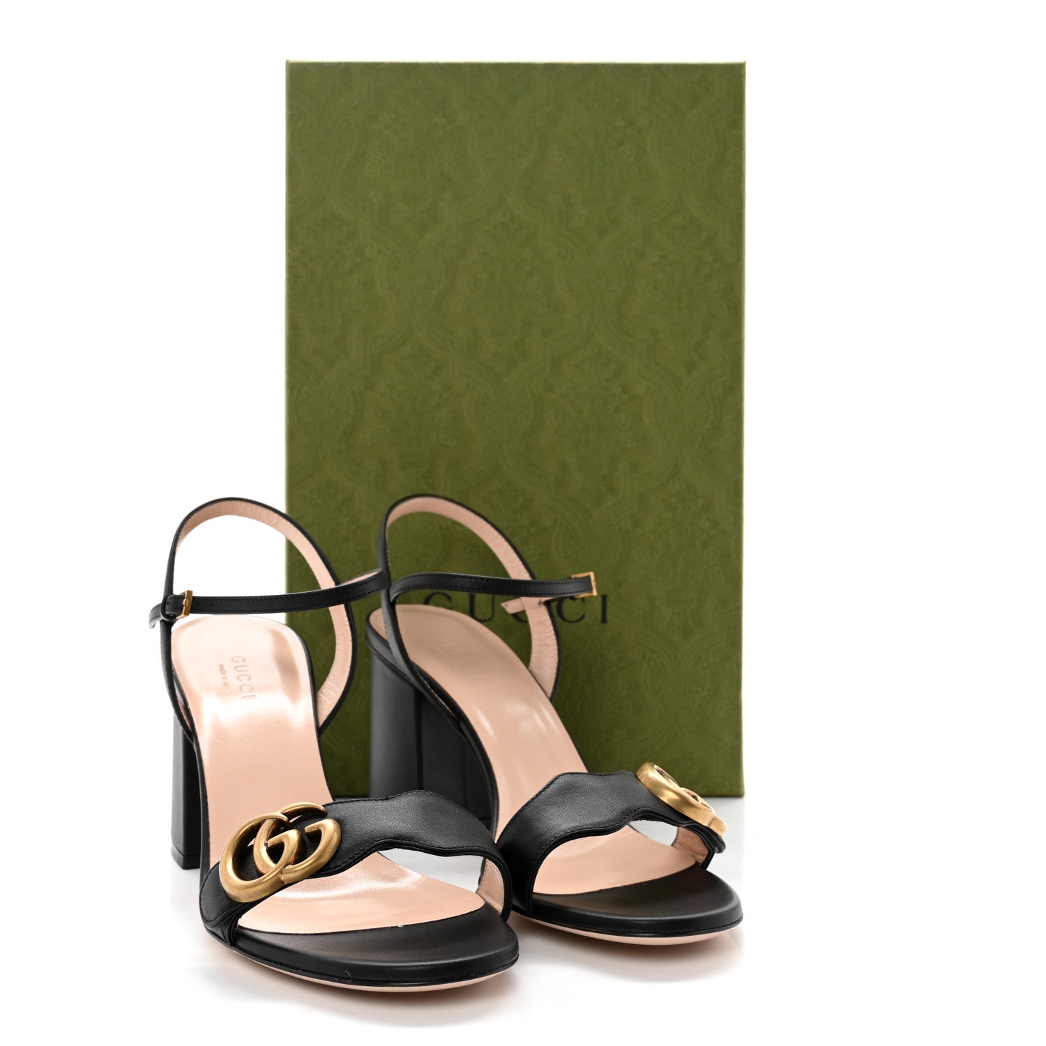 Gucci Lifford Calfskin GG Marmont Ankle Wrap 75mm Sandals 38 Black 8 of 8