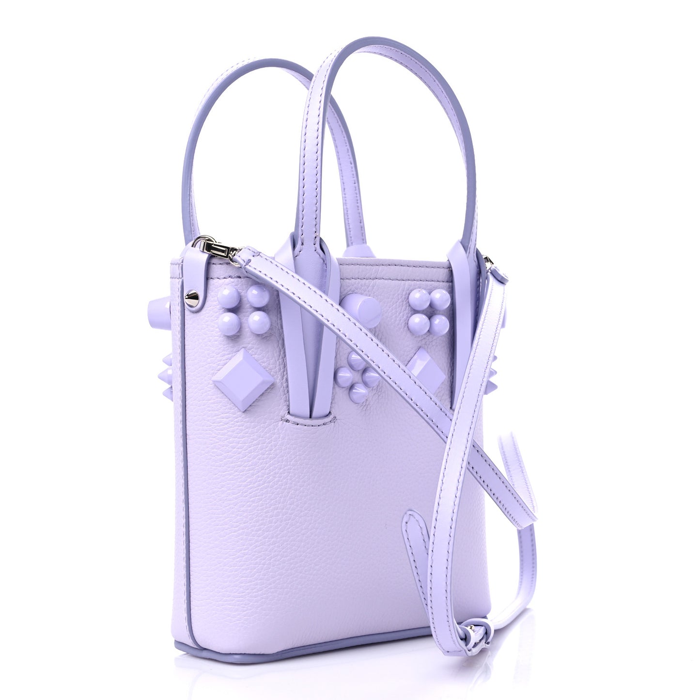 Calfskin Empire Spike Studded Mini North South Cabata Tote Lilac Smoke