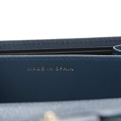 Chanel Metallic Caviar Quilted Flap Card Holder Wallet Dark Blue 6 of 8