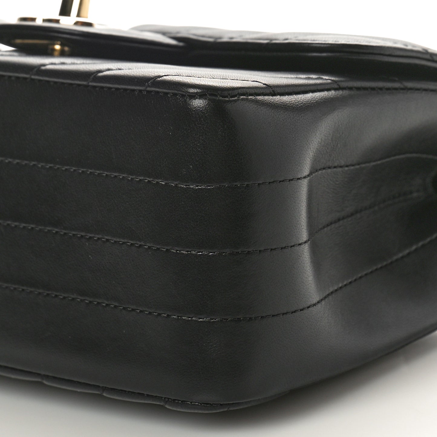 Lambskin Chevron Quilted Mini Square Flap Black