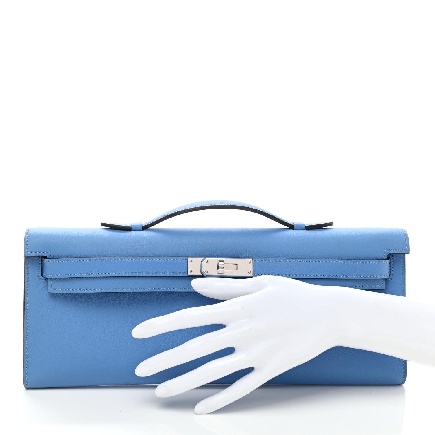 Hermes Swift Kelly Cut Clutch Pochette Bleu Paradis 2 of 9