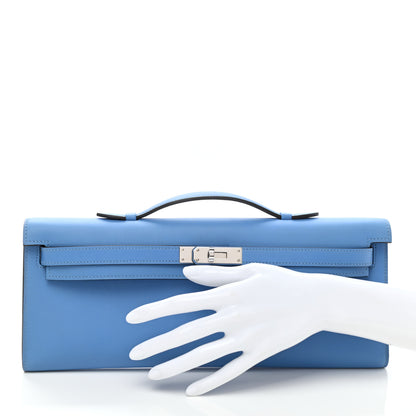 Hermes Swift Kelly Cut Clutch Pochette Bleu Paradis 2 of 9