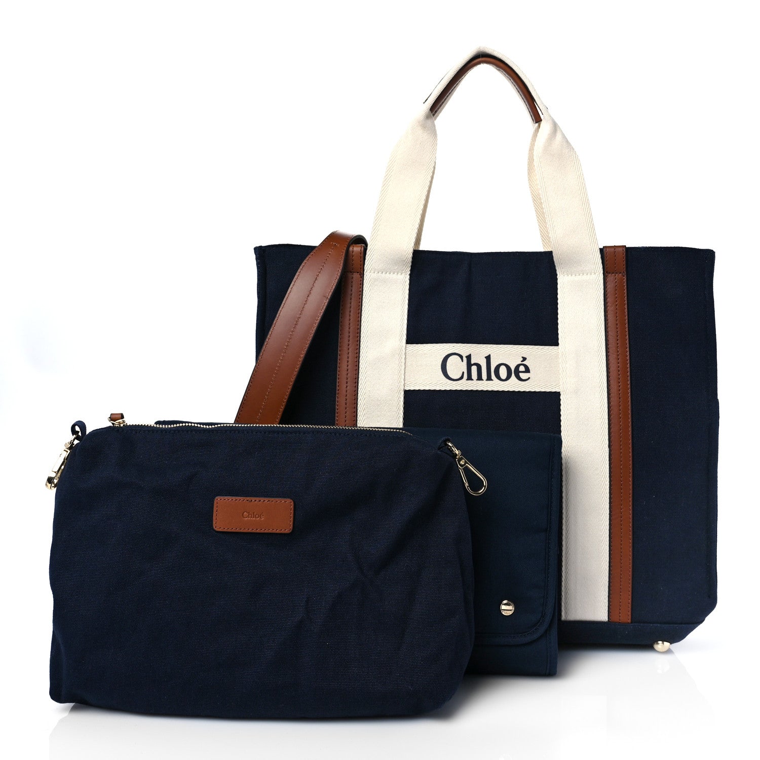 Chloe Cotton Calfskin Changing Bag Navy 1 of 8