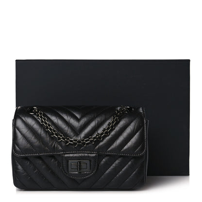 Chanel Aged Calfskin Chevron Quilted 2.55 Reissue Mini Flap So Black 10 of 10