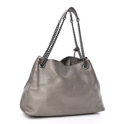 Gucci Metallic Pebbled Calfskin Medium Soho Chain Shoulder Bag Sasso 3 of 16