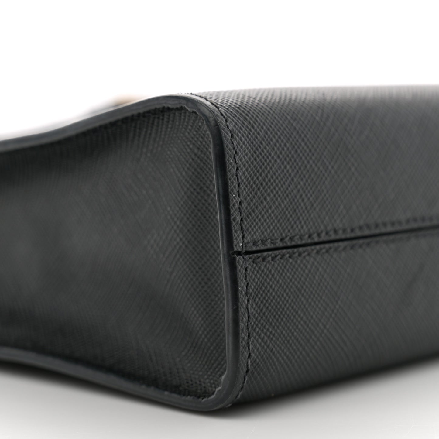 Saffiano Lux Triangle Small Double Handle Crossbody Tote Black
