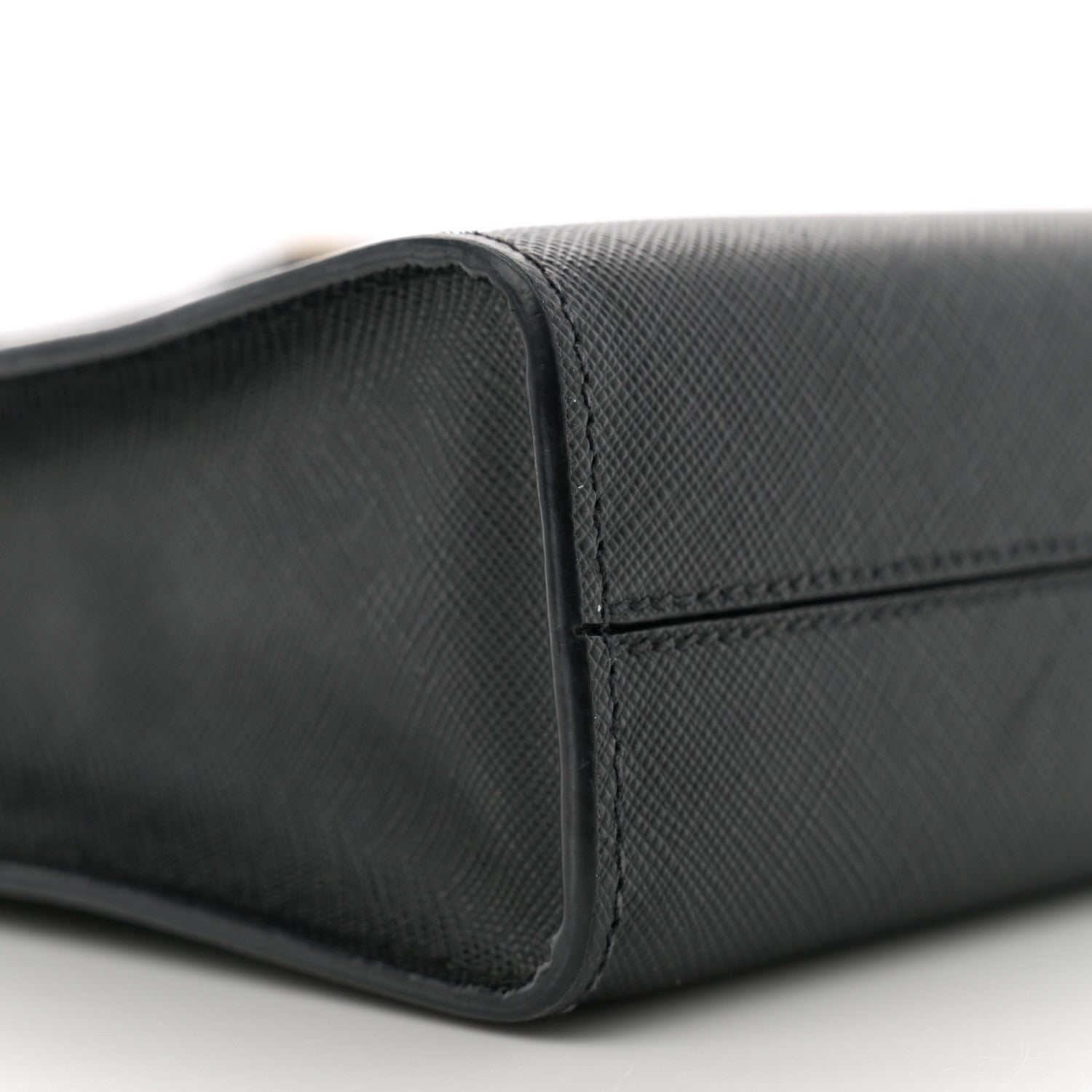 Prada Saffiano Lux Triangle Small Double Handle Crossbody Tote Black 8 of 10