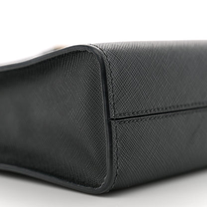 Prada Saffiano Lux Triangle Small Double Handle Crossbody Tote Black 8 of 10