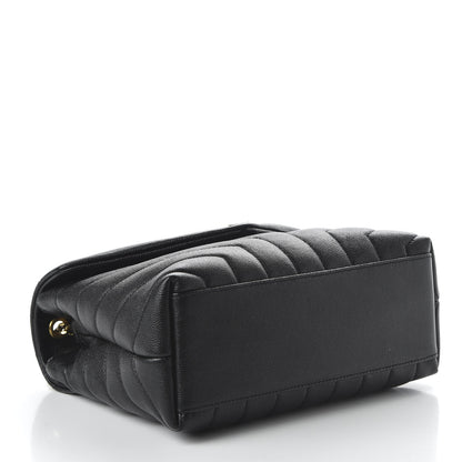 Saint Laurent Grain de Poudre Calfskin Y Quilted Monogram Small Loulou Chain Satchel Black 7 of 17