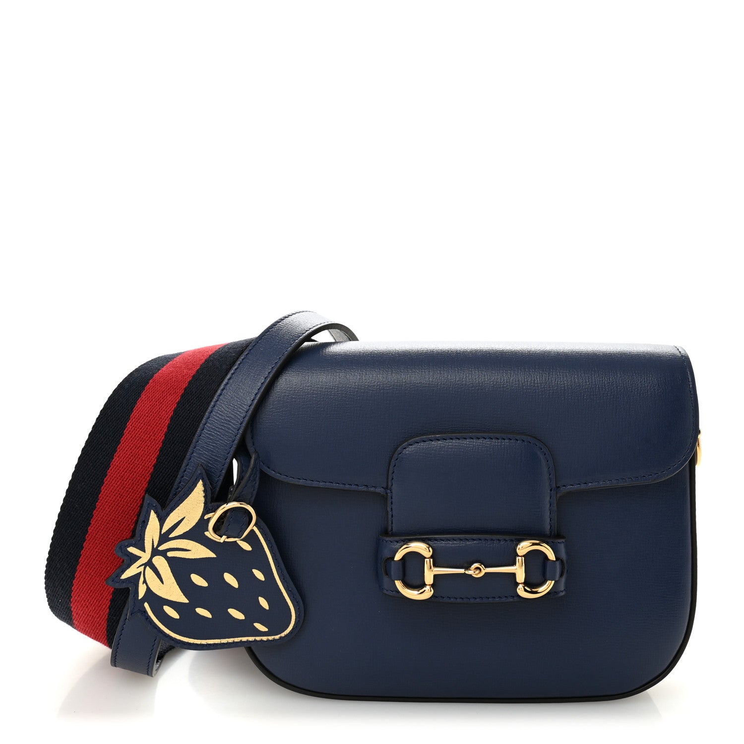 Gucci Azalea Calfskin Web Mini Horsebit 1955 Shoulder Bag Navy
